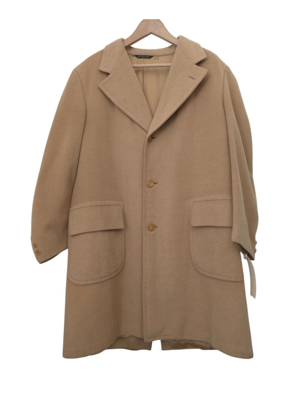 Vintage Sony Studios Wardrobe x GENTRY 100% Camel Hair Beige Overcoat Sz 44R